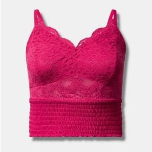 Torrid, Hot Pink Lacy Crop Top, Size 0